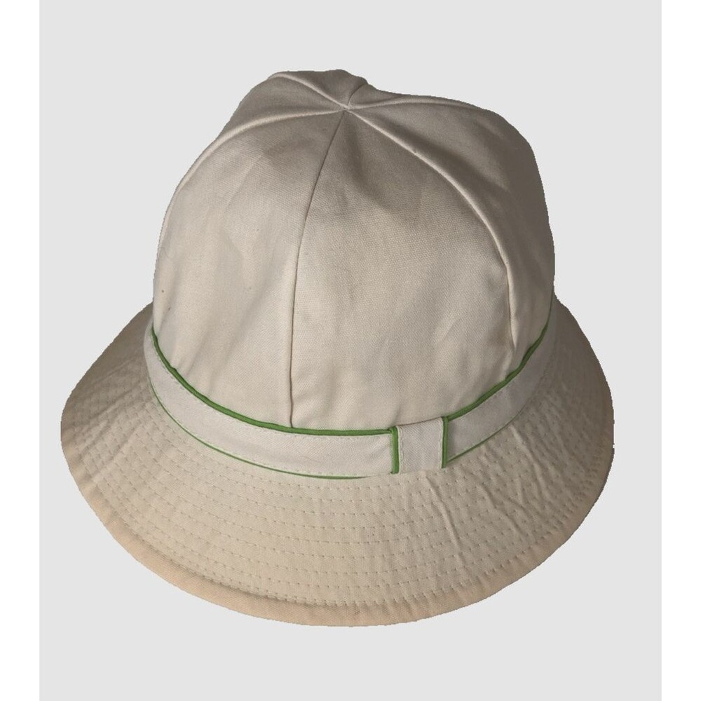 Vintage Betmar #306 Bucket Hat – 100% Cotton Made in Japan – Cream & Green Trim